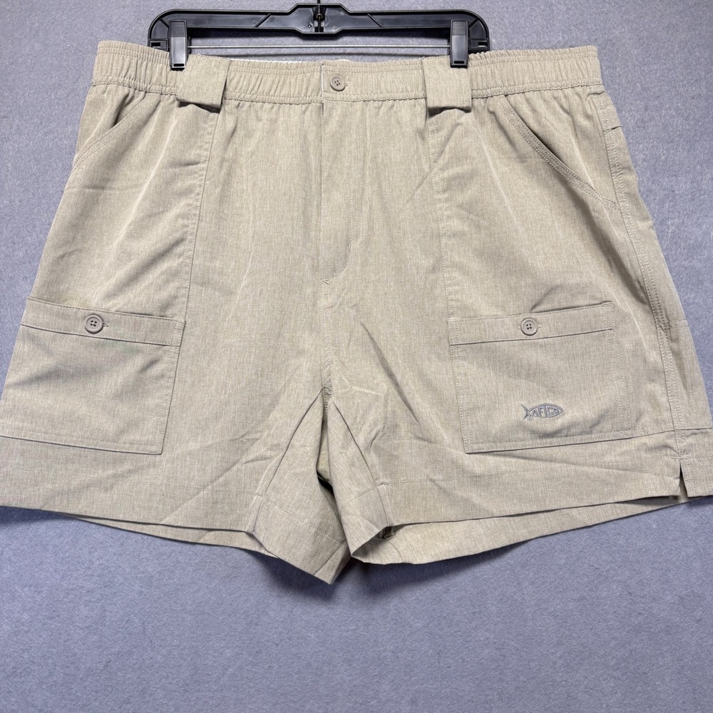AFTCO American Fishing Tackle Co Mens‎ Cargo Shorts Tan Size 44 Elastic Waist